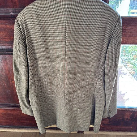 Burberry London Kensington Brown Houndstooth Check Wool Sport Coat Jacket 42 R